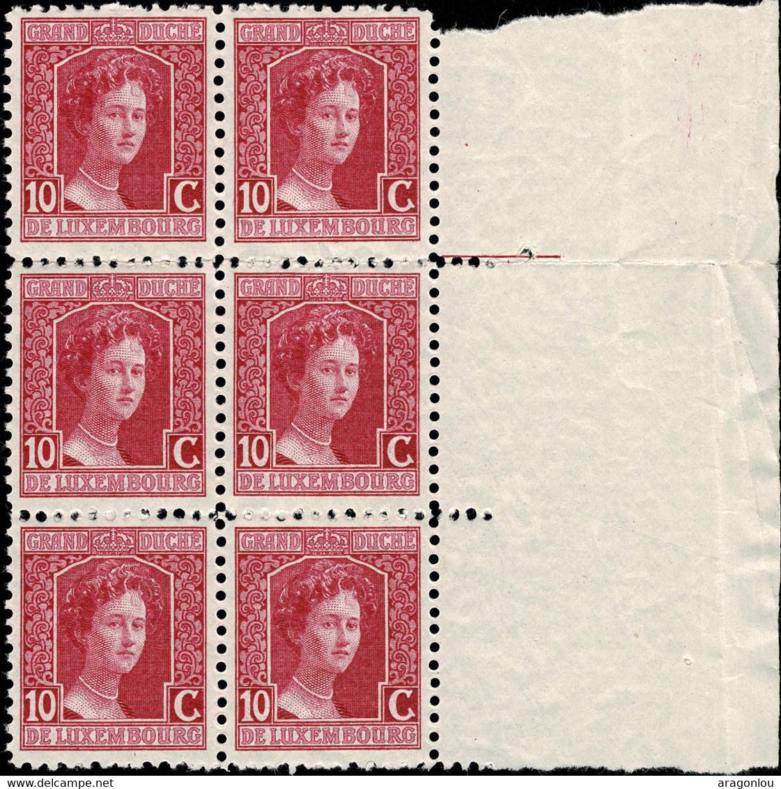 Luxembourg, Luxemburg 1914 Marie-Adelaide 10c. Bloc à 6 Neuf MNH** - 1914-24 Marie-Adélaïde