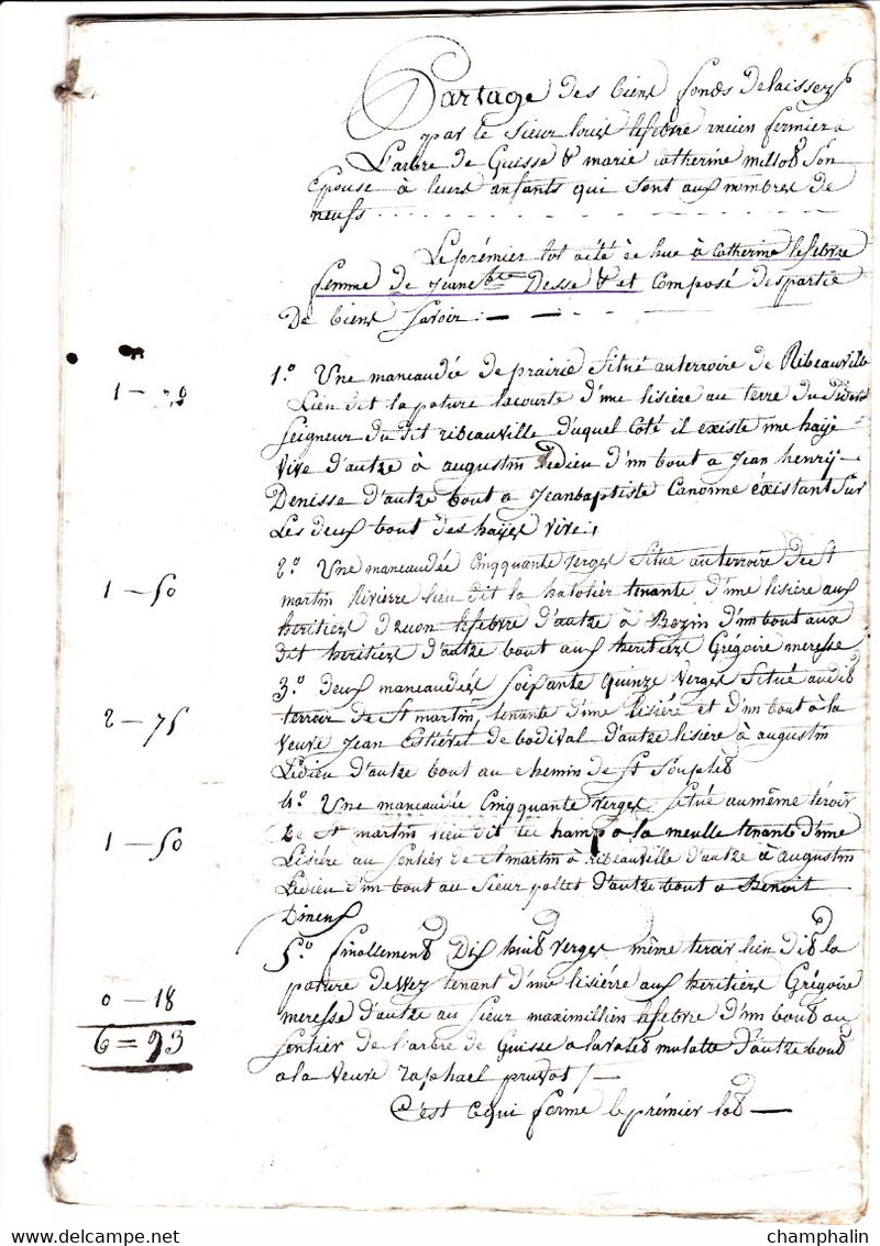 Partage De Propriété - Commune De Mazinghien (59) - 12 Février 1820 - Louis Lefèbvre - Manuscripts