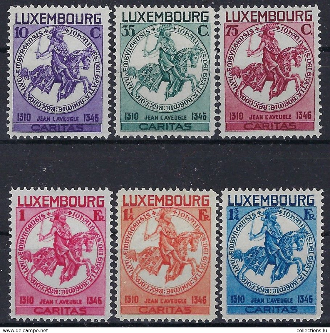 Luxembourg - Luxemburg - Timbres  1934  CARITAS   Jean L'Aveugle  Série MH*  VC.140,- - Oblitérés