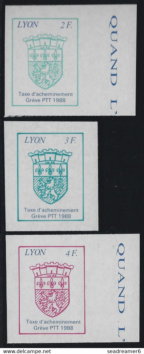 France 3 Timbres De Grève De Lyon En 1988 2F, 3F & 4F TTB - Autres & Non Classés