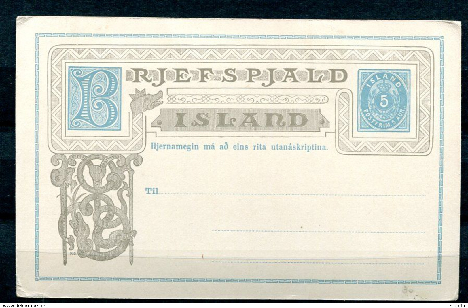 Iceland  1863 Postal Stationary Card 5s  Scan Both Sides Unused 11739 - Briefe U. Dokumente