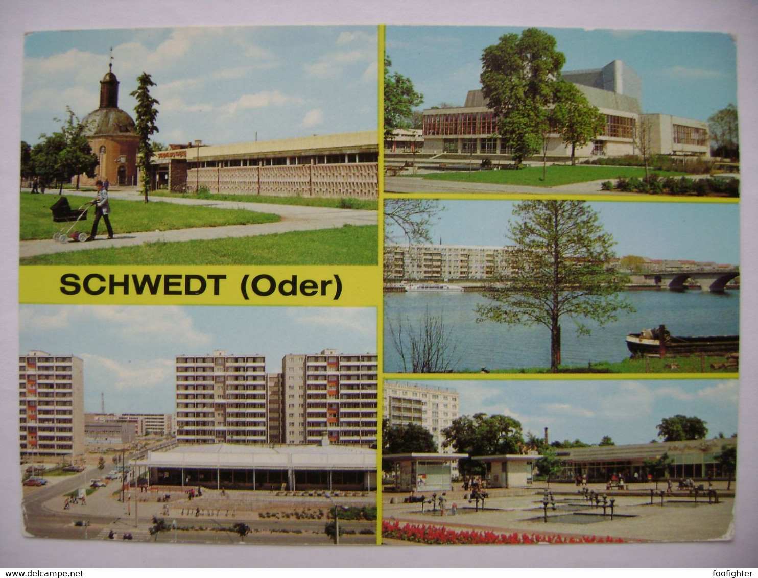 DDR Schwedt (Oder): HO-Kaufhalle, Friedrich-Engels-Straße, Kreiskulturhaus, Platz Der Befreiung, Blick Zur Stadt - 1980s - Schwedt