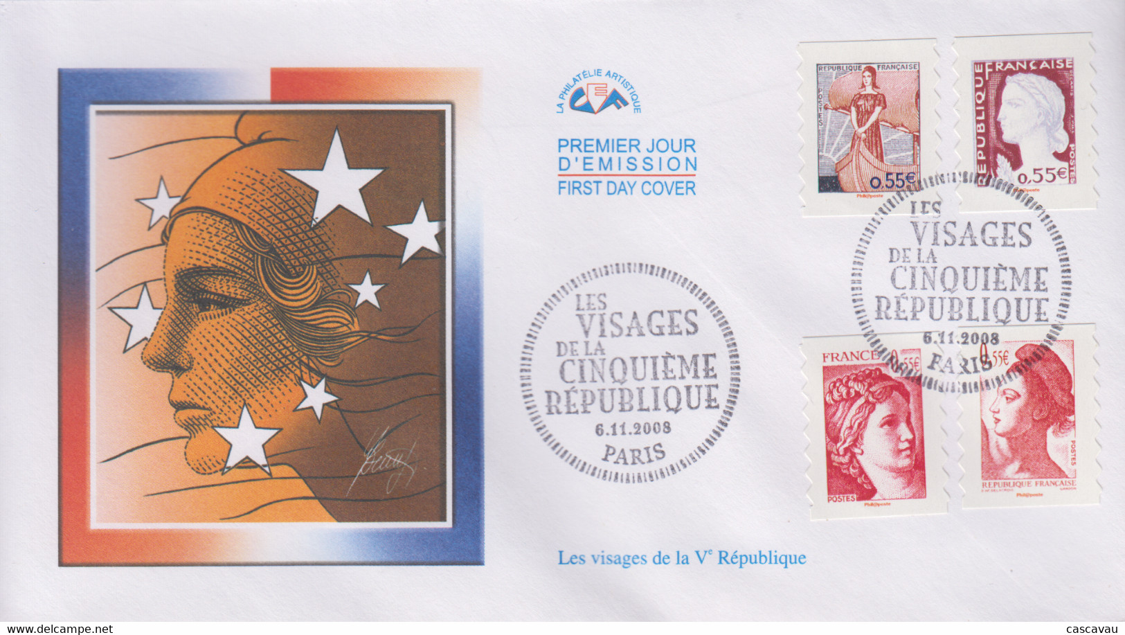 Enveloppe  FDC   1er  Jour   FRANCE    Les  Visages  De  La  Véme  République    2008 - 2000-2009