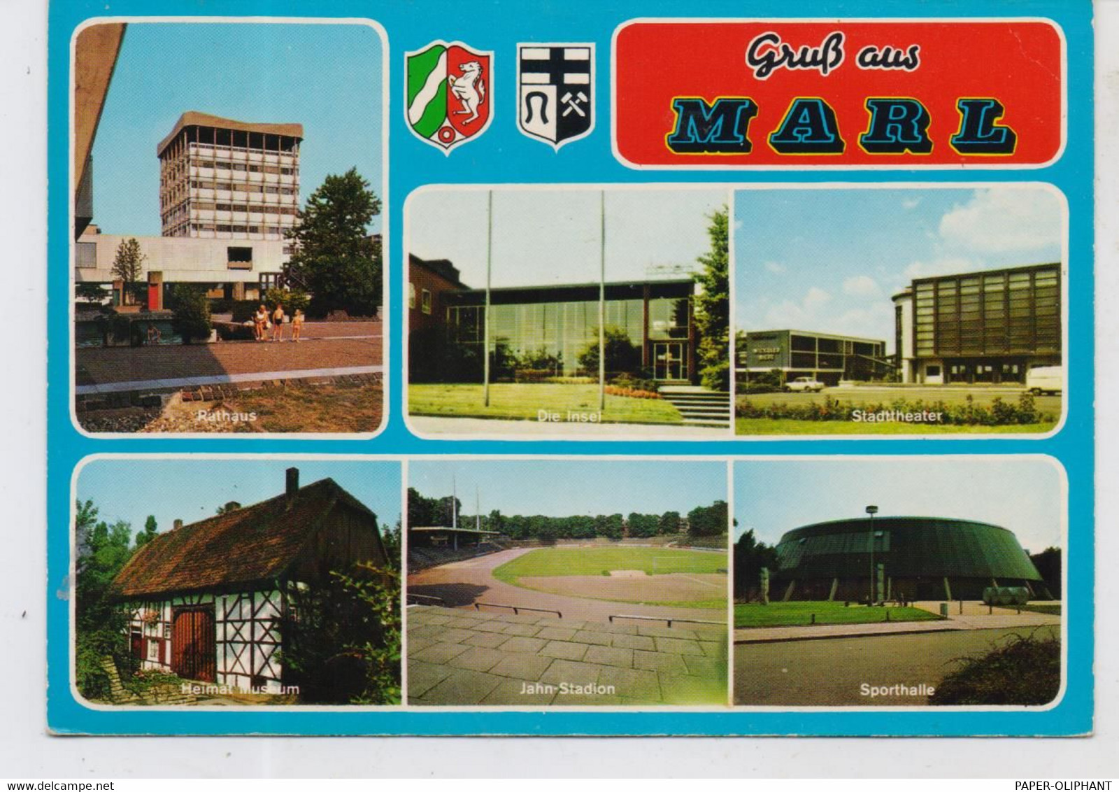 4370 MARL, Fussball-Stadion, Rathaus, Sporthalle, Stadttheater.... - Marl