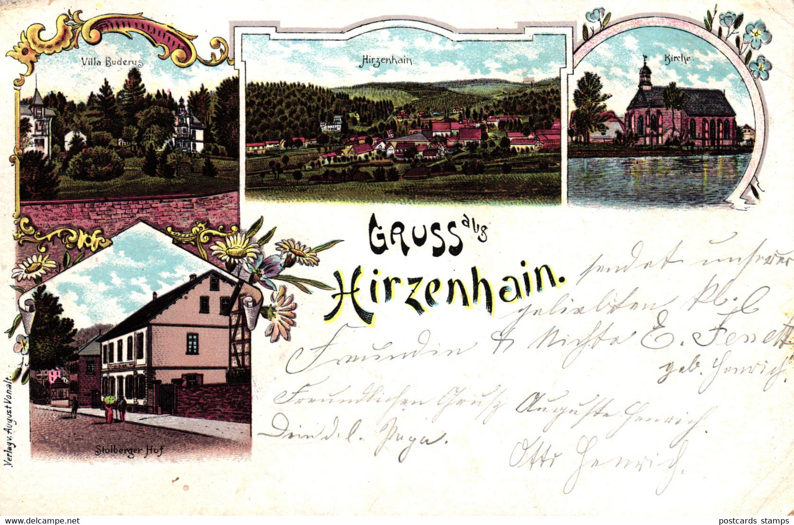 Hirzenhain - Wetterau, Farb-Litho, 1901 Nach Büdingen Versandt - Wetterau - Kreis