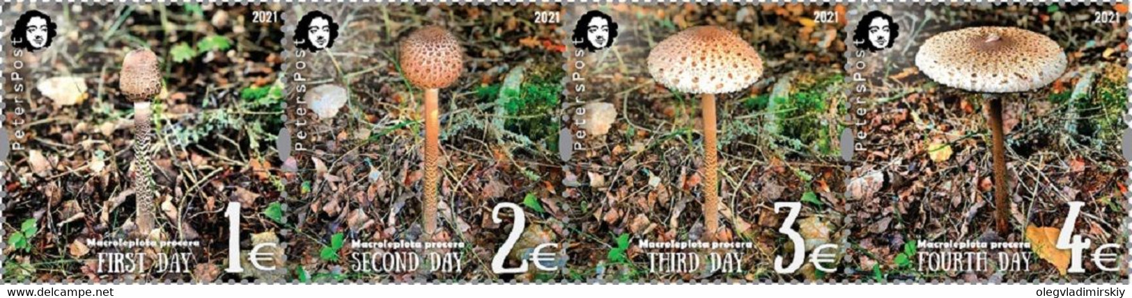 Finland 2021 Parasol Mushroom A Delicacy Of Gastronomy Peterspost Strip Of 4 Stamps Mint - Nuovi