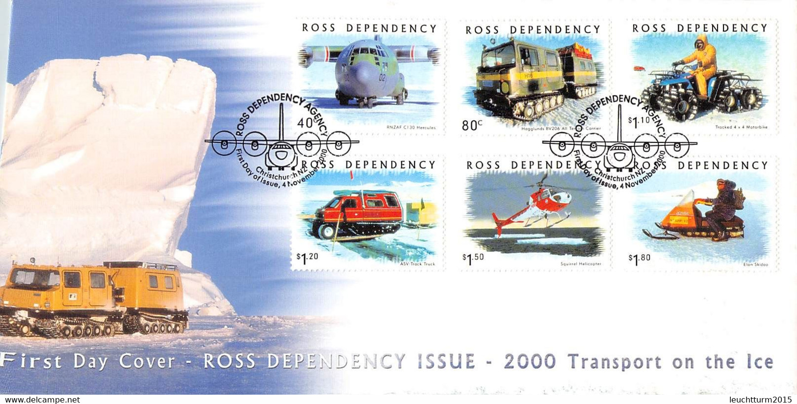 ROSS DEPENDENCY  FDC 2000 TRANSPORT ON ICE Mi #66-71 / YZ125 - FDC