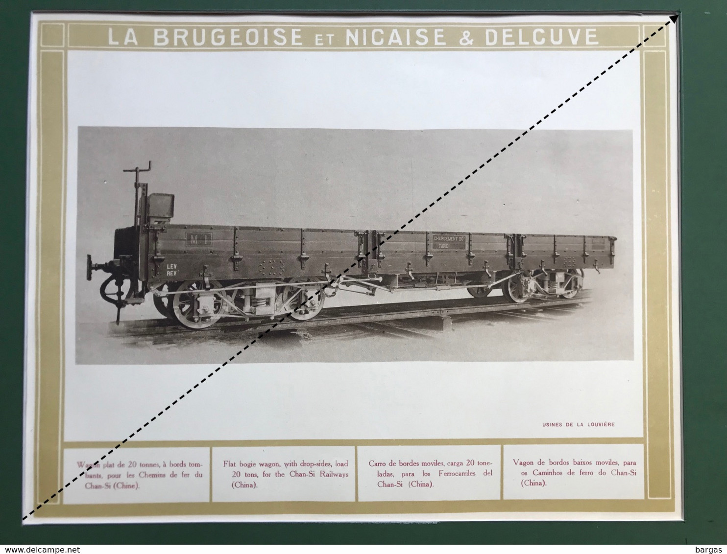 1910 Planche Train La BRUGEOISE  Wagon Chemins De Fer Du Chan Si Chine China - Eisenbahnverkehr