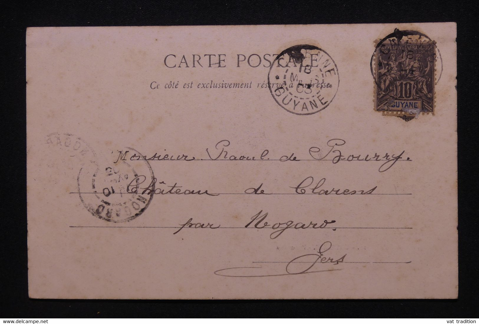 GUYANE - Affranchissement Groupe De Cayenne Sur Carte Postale En 1903 Pour La France - L 110106 - Brieven En Documenten
