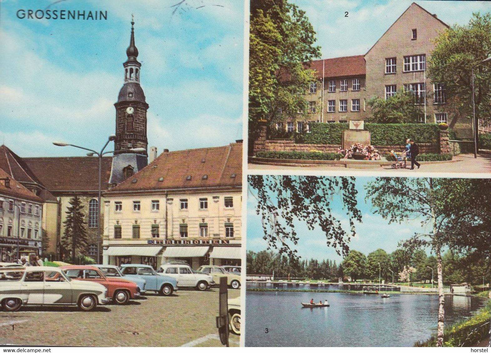 D-01558 Großenhain - Alte Ansichten - Karl-Marx-Platz - Gedenkstätte - Cars - 2x Nice Stamps - Grossenhain