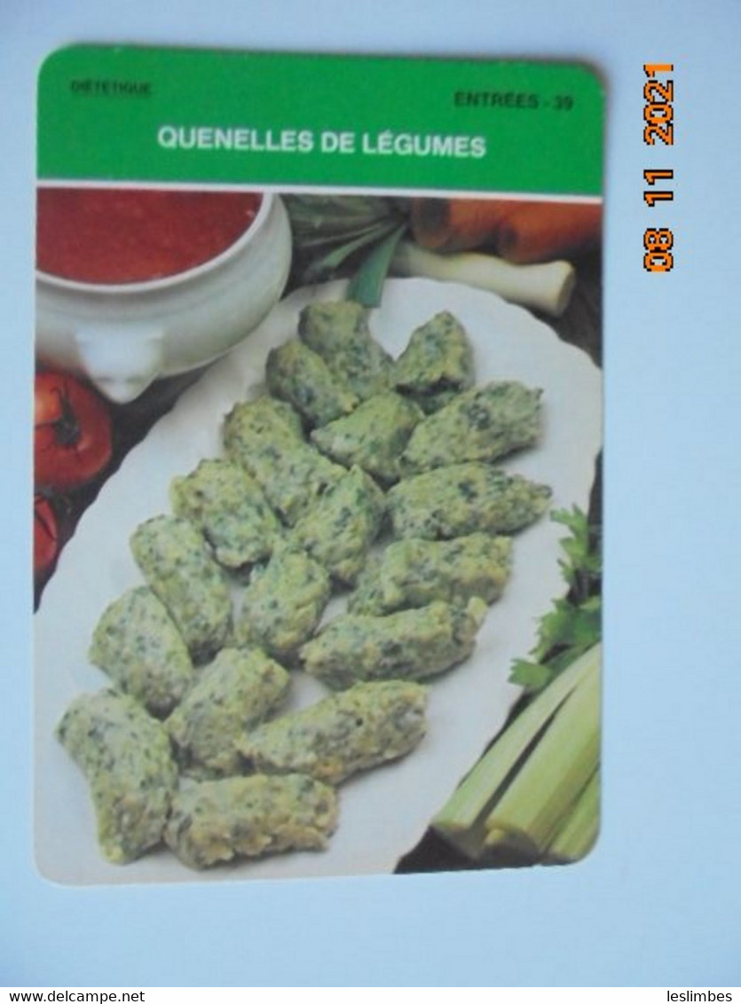 Quenelles De Legumes. Editions CER Dietetique Entrees 39. 10,3 X 15 Cm. - Recettes De Cuisine