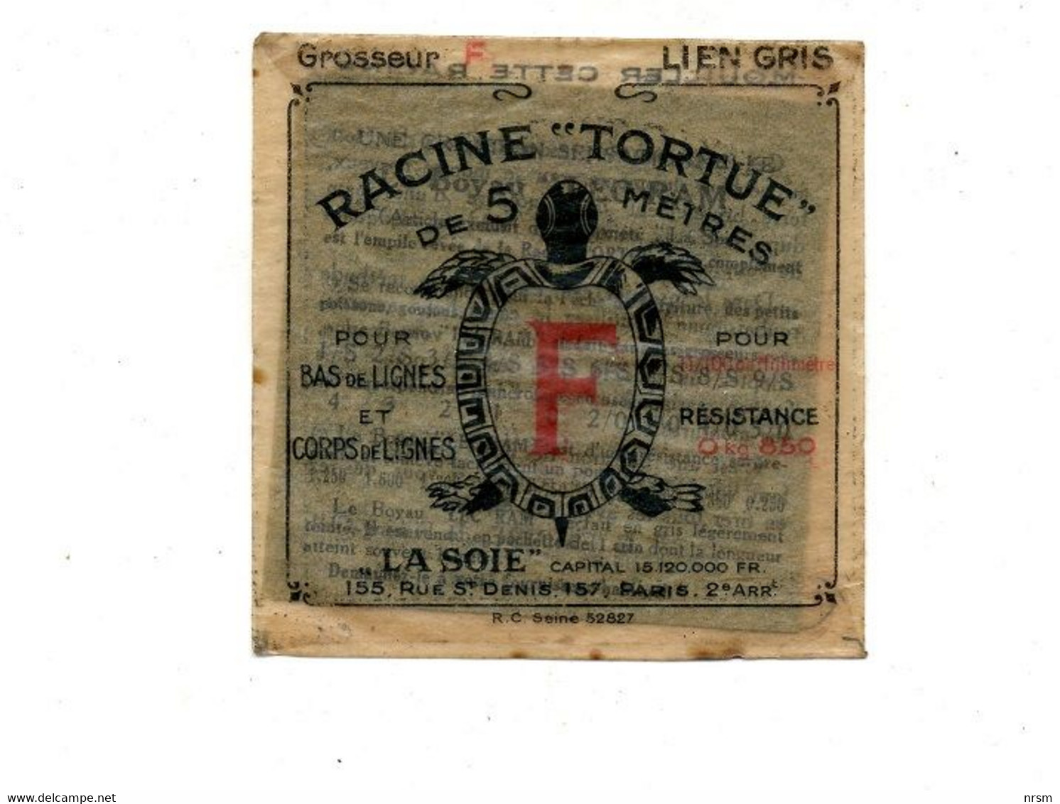 Matériel De Pêche / Collection Thème Pêche / Ancien Sachet De Bas De Ligne "F" De Marque : TORTUE - Pesca