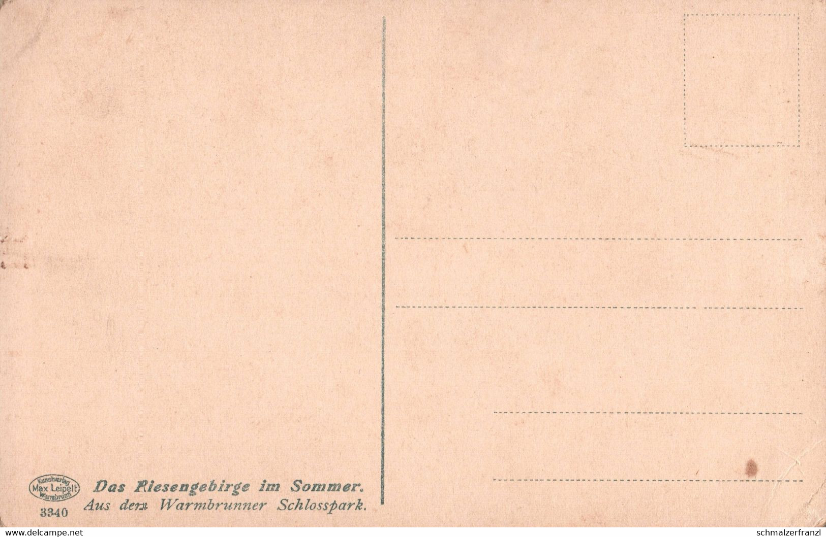 Photochromie AK Riesengebirge Im Sommer Warmbrunner Schloßpark Cieplice Hirschberg Jelenia Gora Leipelt Warmbrunn 3340 - Schlesien