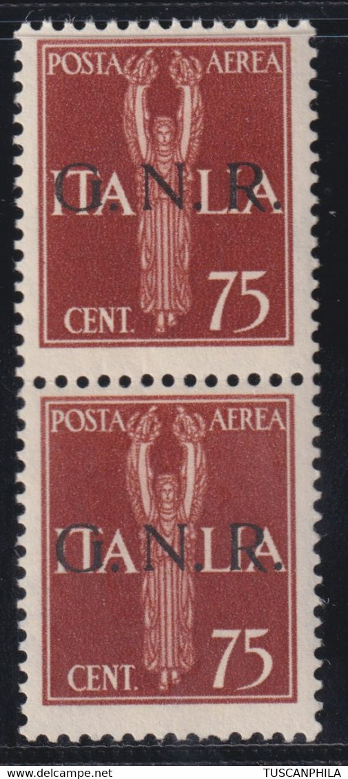 Repubblica Sociale 1944 G.N.R. 75 C. Carminio Coppia Sass. 478/l MNH** Firmata Cv 900 - Posta Espresso