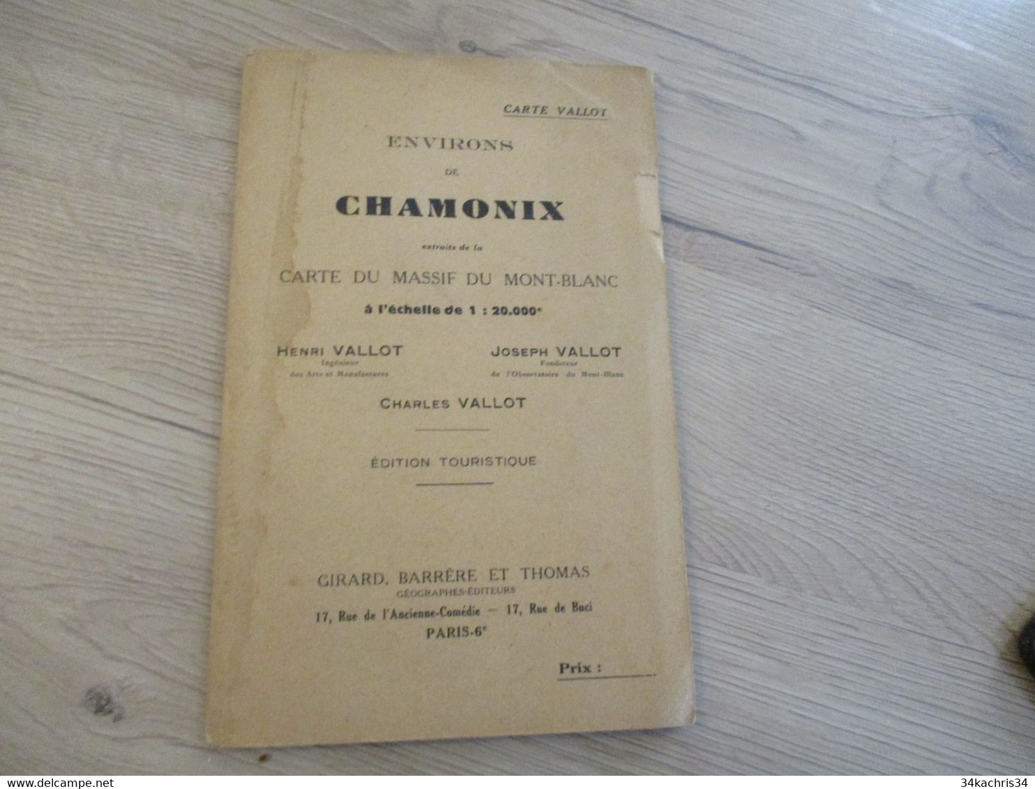 Carte Géographique Touristique Vallot 1951 Environs De Chamonix - Carte Geographique