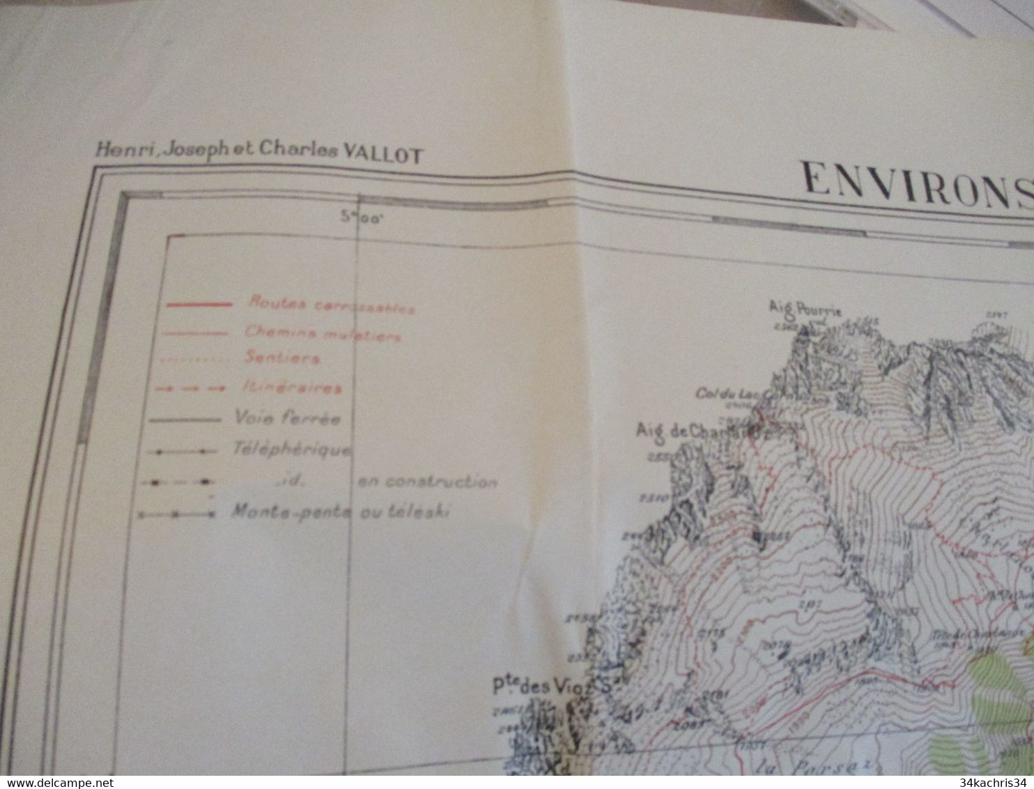 Carte Géographique Touristique Vallot 1951 Environs De Chamonix - Cartes Géographiques