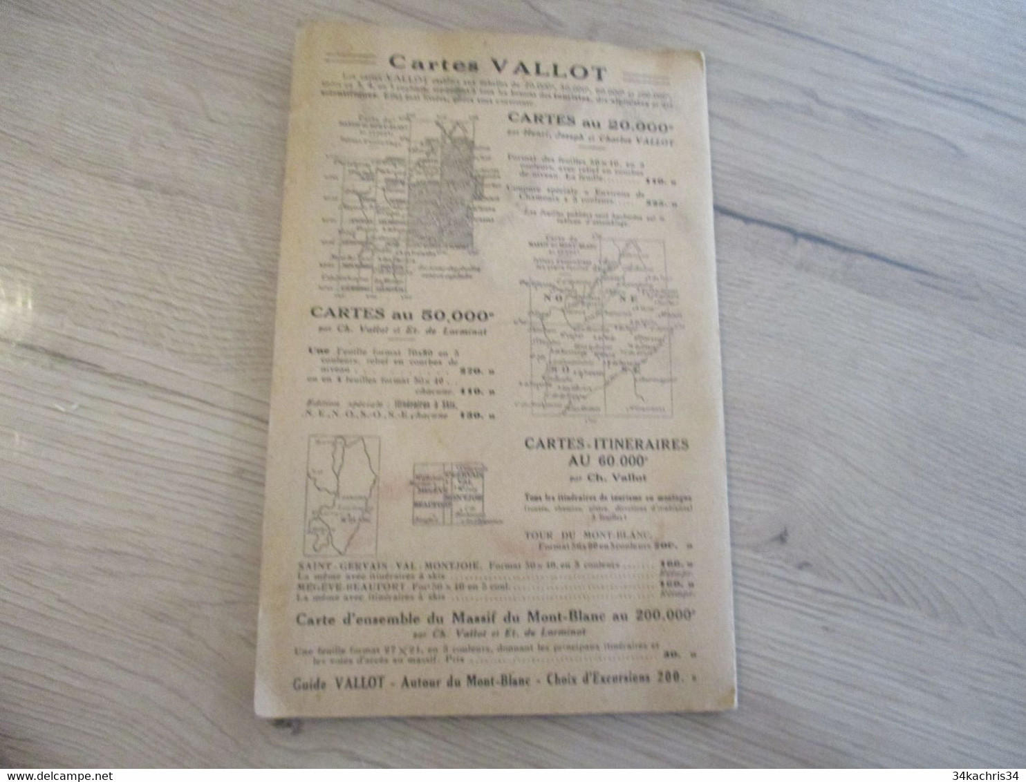 Carte Géographique Touristique Vallot 1951 Environs De Chamonix - Geographische Kaarten