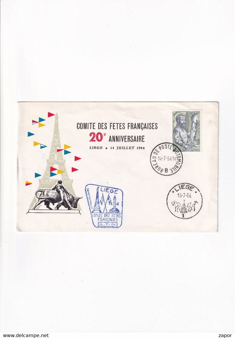 Comité Des Fêtes Françaises - Liège 1964 - Vesalius - Enveloppes-lettres