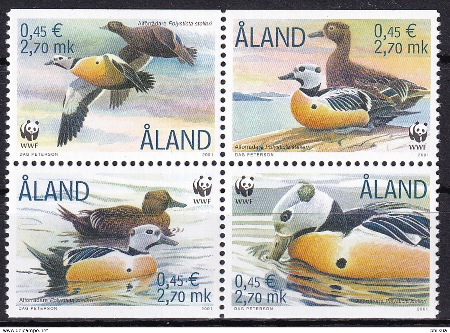 MiNr. 183 - 186  Finnland Alandinseln2001, 2. Jan. Weltweiter Naturschutz: Scheckente - Postfrisch/**/MNH - Aland