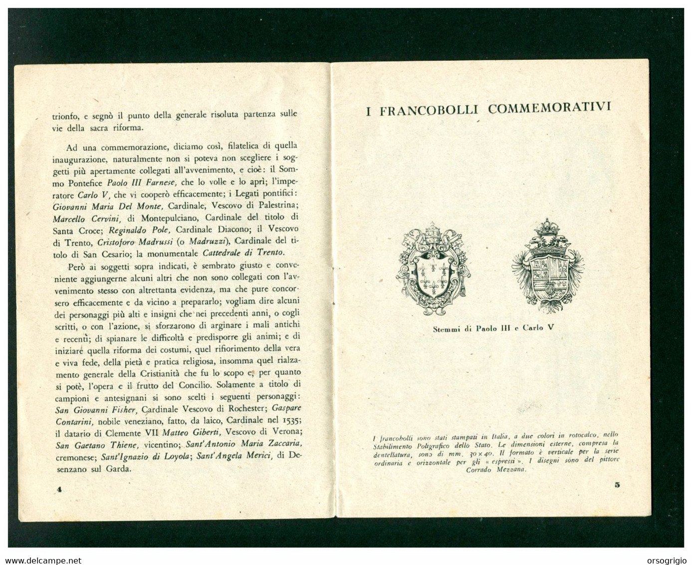 VATICANO - Libretto Dei FRANCOBOLLI EMESSI IN RICORDO DELLA APERTURA SACRO CONCILIO DI TRENTO 1945 - Abarten