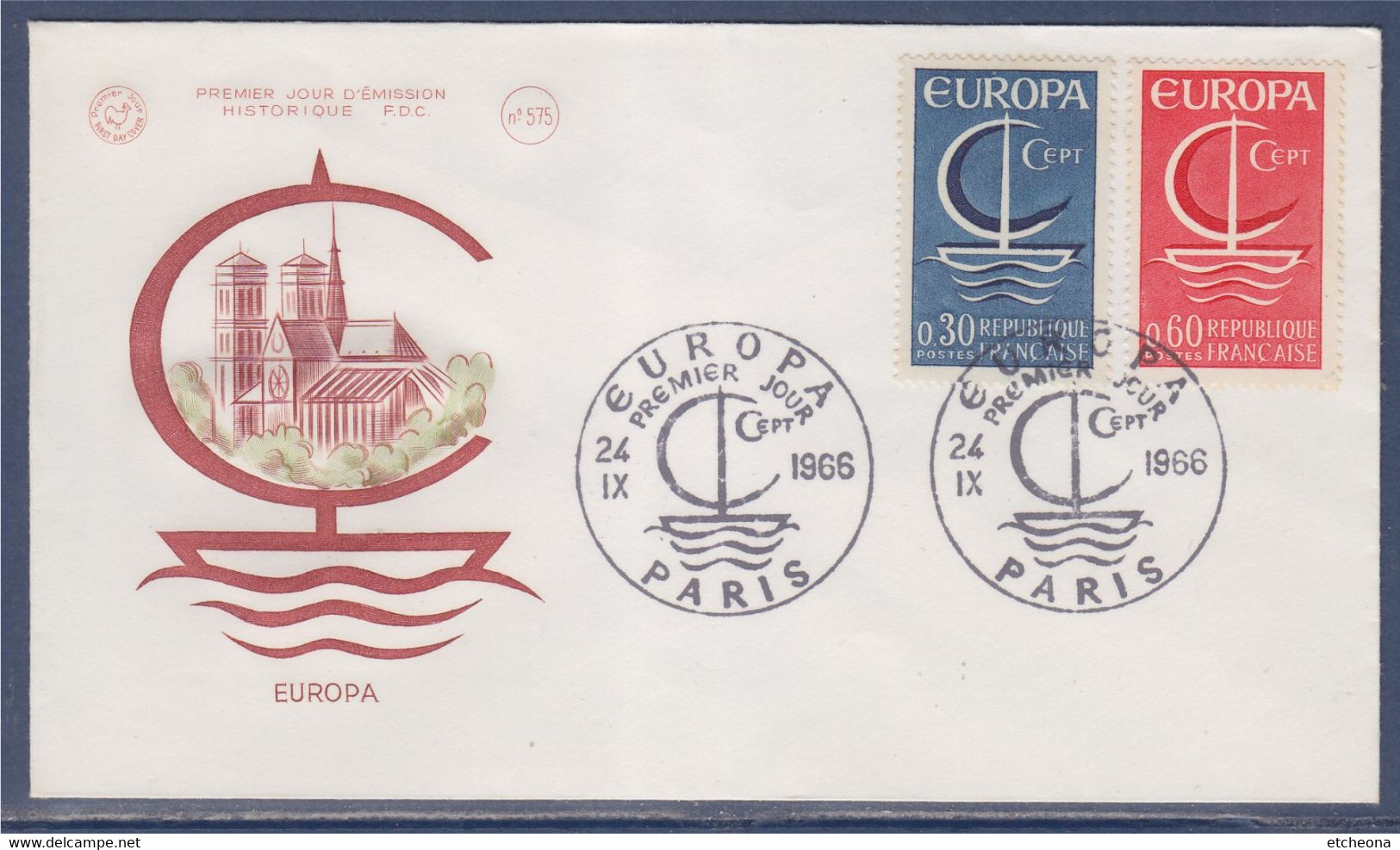 Enveloppe 1er Jour Europa France N°1490 & 1491 Paris 24.9.66 - 1966