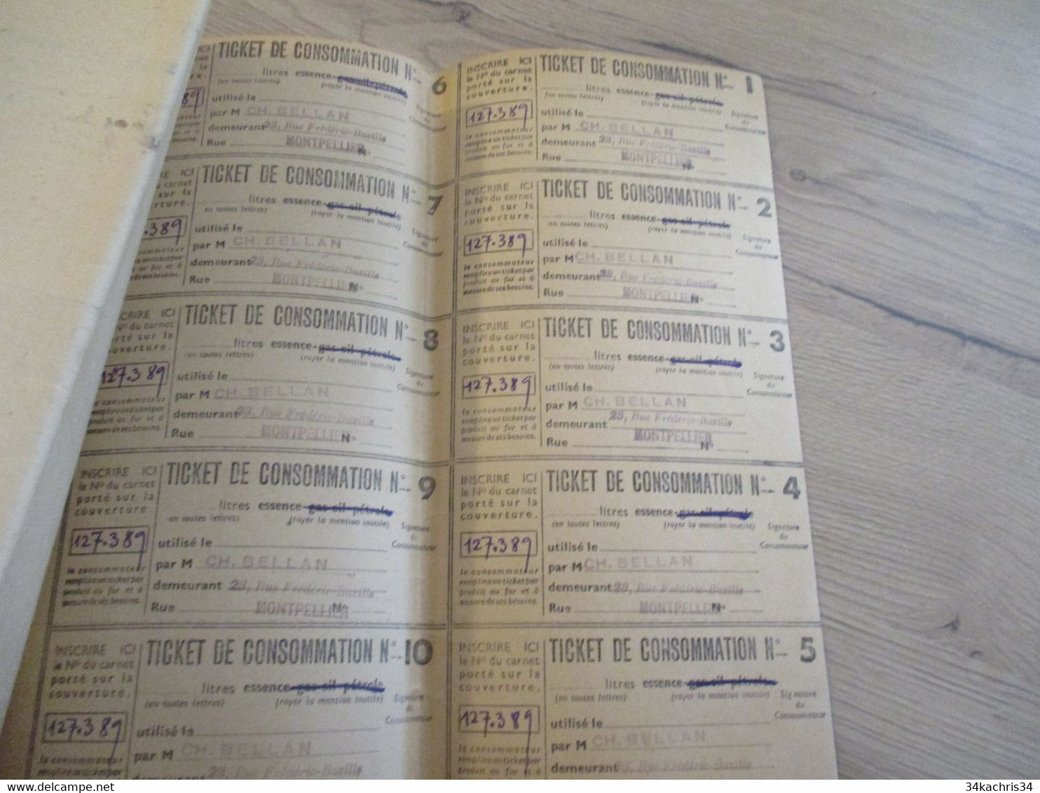 Carnet  De Consommation Guerre 39/45 Montpellier Distribution Des Produits Pétroliers - Documents