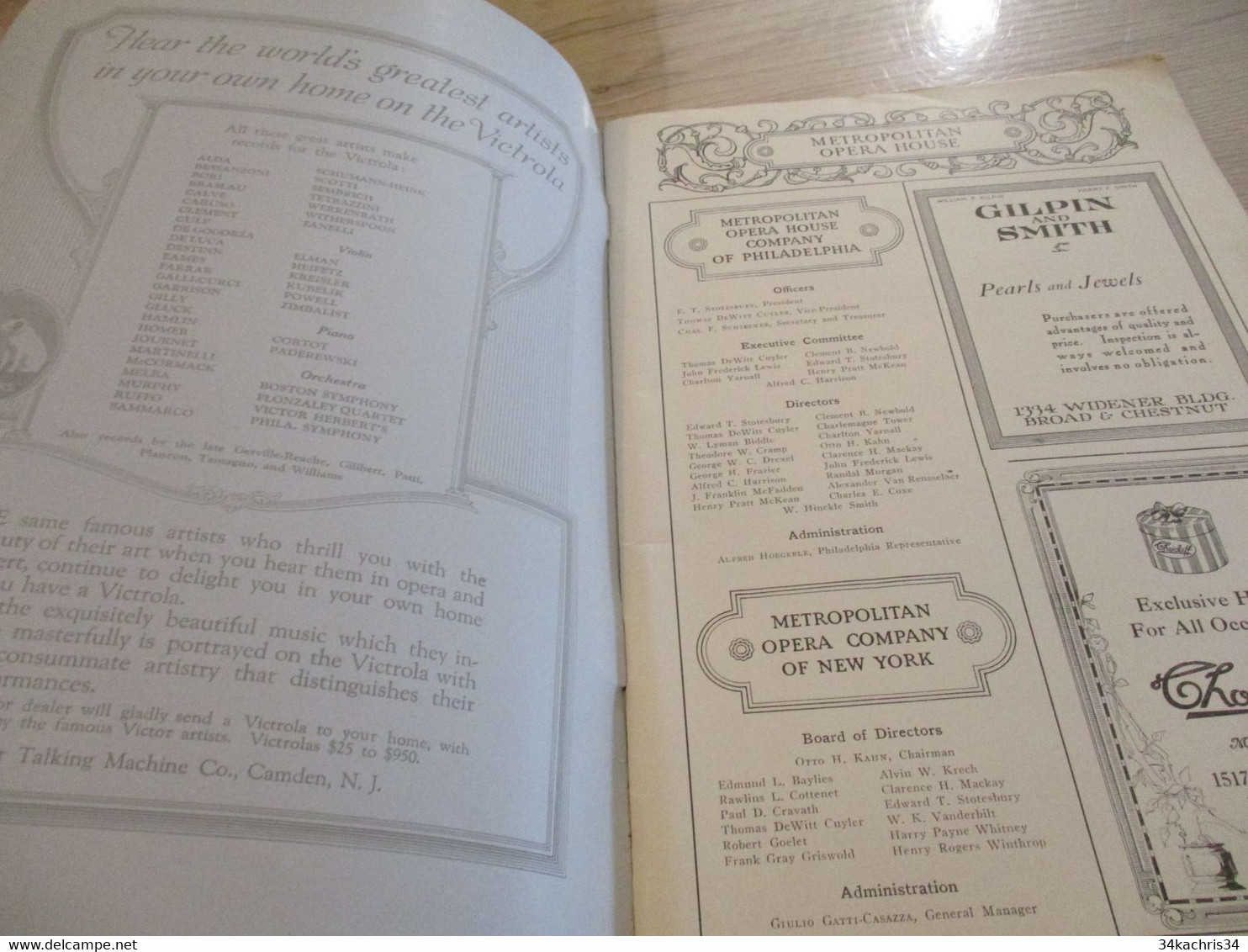 Catalogue Pub Publicité 1919/1920 Metropolitan Opéra House En Anglais Nombreuses Pub Et Illustrations - Andere & Zonder Classificatie