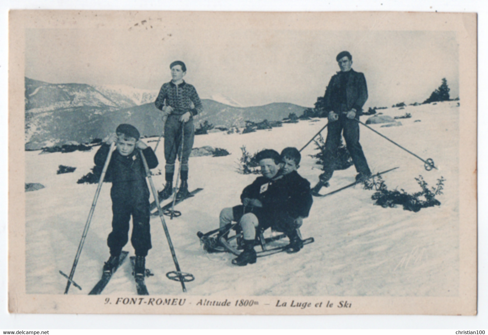 FONT ROMEU (66) : ALTITUDE 1800 M - LA LUGE ET LE SKI - ECRITE EN 1947  - 2 SCANS - - Sonstige & Ohne Zuordnung