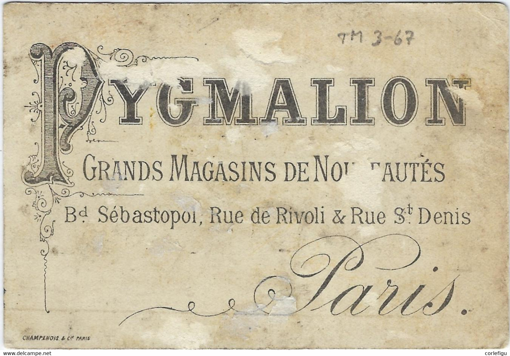 Chromo Testu Massin Champenois  - TM35-20 Différents Jeux  -Pygmalion - Autres & Non Classés