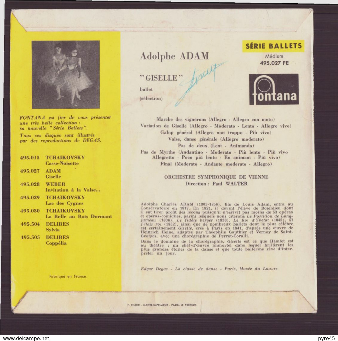 45 T Adolphe Adam " Giselle " - Klassiekers