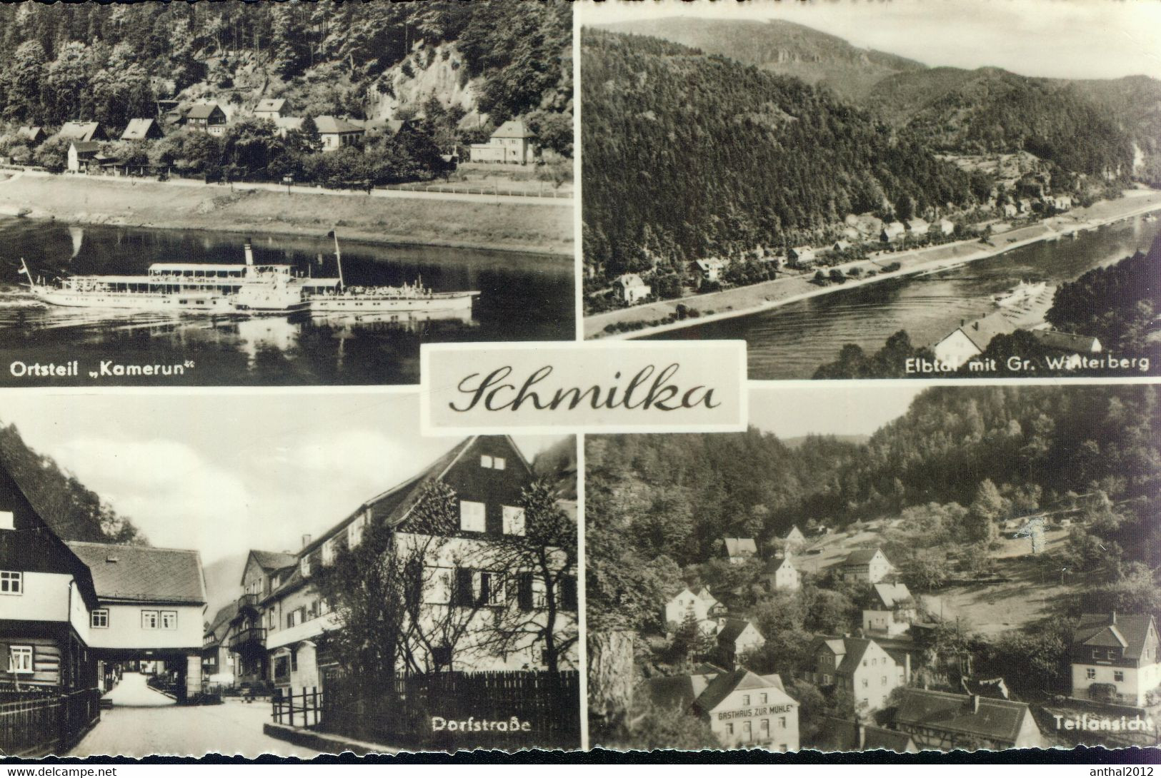 Super-Rarität MB Schmilka Dorfstraße Lebensmittelgeschäft Gasthaus Zur Mühle Elb-Dampfer Sw 1966 - Schmilka