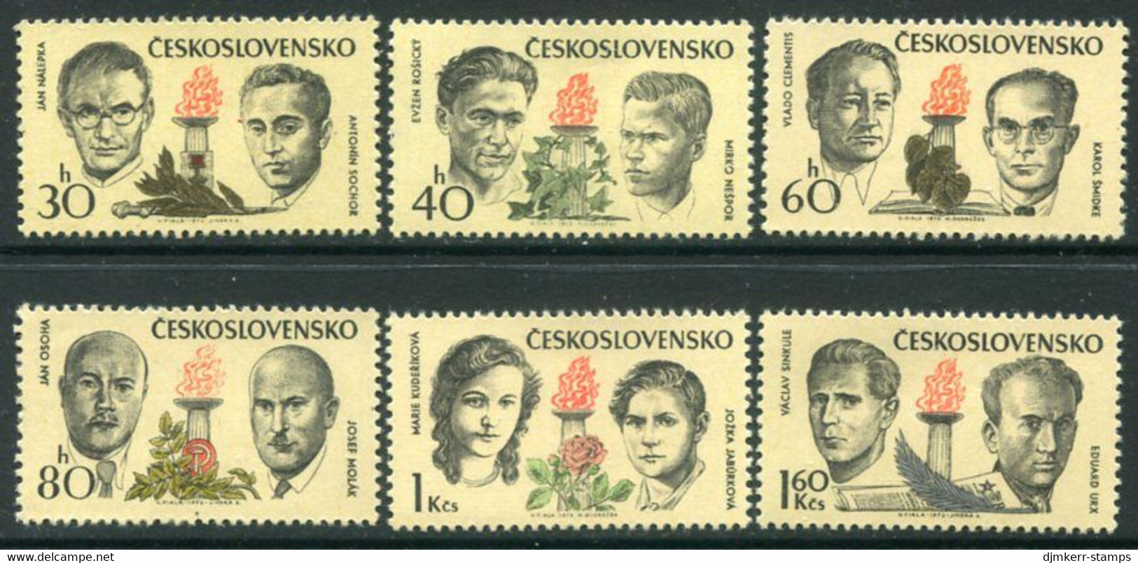 CZECHOSLOVAKIA 1973 Resistrance Fighters MNH / **  Michel 2126-31 - Unused Stamps