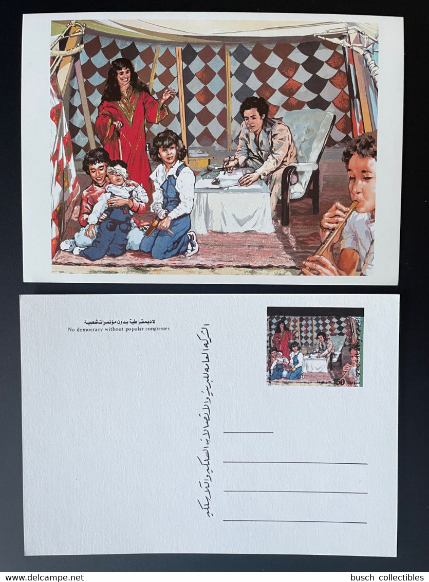 Libye Libya 1988 Stationery Entier Ganzsache American Agression Kadhafi Gaddafi Children Kinder - Libia