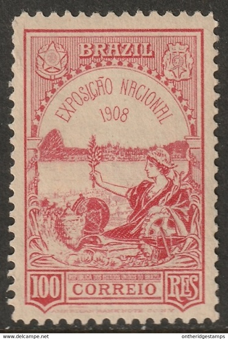 Brazil 1908 Sc 189 Yt 142 MH* Disturbed Gum - Unused Stamps