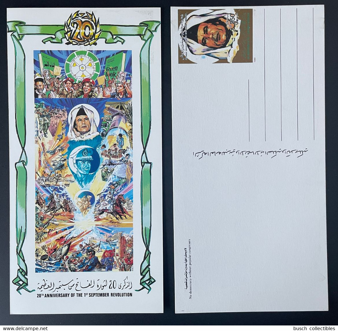 Libye Libya 1989 Mi. 1821 Stationery Entier Ganzsache Kadhafi Gaddafi Horse 20th Anniversary Of 1st September Revolution - Libië