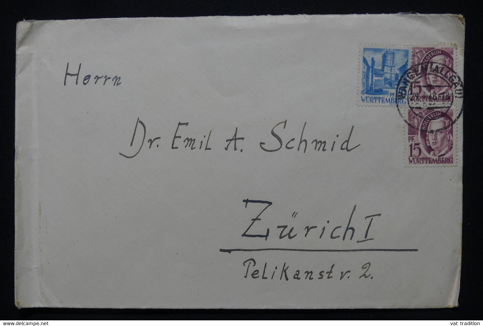 ALLEMAGNE / WURTTEMBERG  - Affranchissement Occupation Française Sur Enveloppe De Wangen En 1948 Pour Zurich - L 110161 - Württemberg