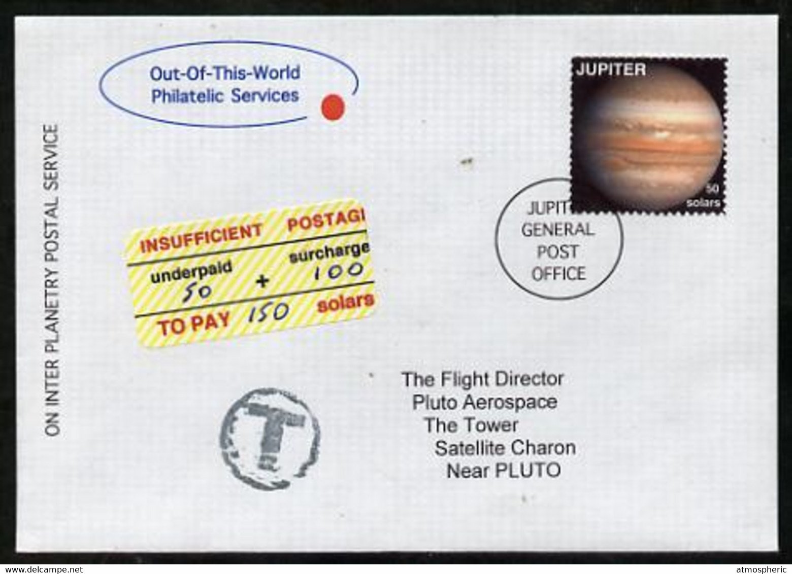 Planet Jupiter (Fantasy) Cover To Pluto Bearing Jupiter 50 Solar Stamp - Altri & Non Classificati