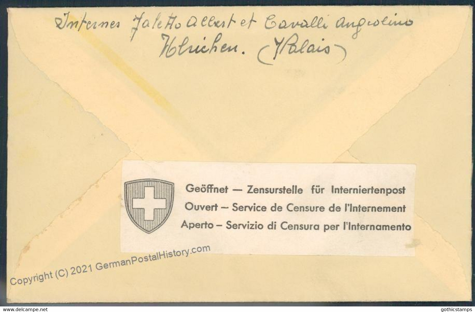 Switzerland WWII Internee Camp Hofrichen Censored Prisoner Cover 53802 - Autres & Non Classés