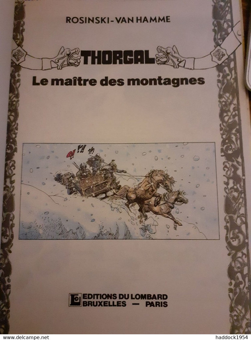 Le Maître Des Montagnes ROSINSKI VAN HAMME Le Lombard 1989 - Thorgal