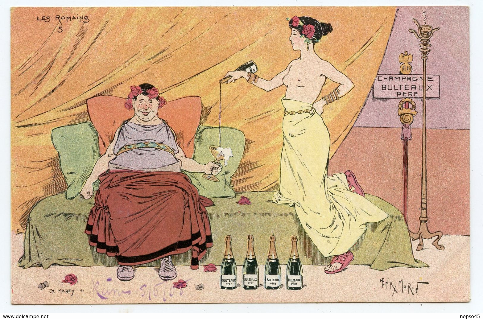 Illustrateur Henri Morin.publicité Sur Le Champagne Bulteaux Père ( Les Romains ) - Morin, Henri
