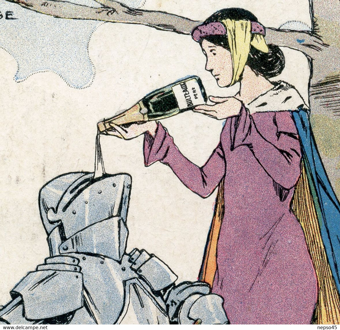 Illustrateur Henri Morin.publicité Sur Le Champagne Bulteaux Père ( Au Moyen- âge  ) - Morin, Henri