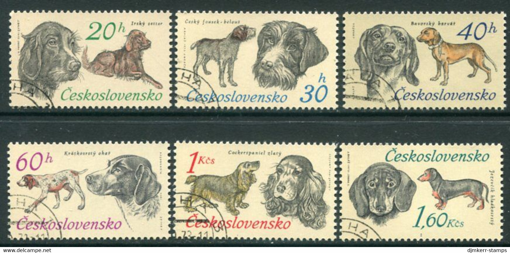 CZECHOSLOVAKIA 1973 Hunting Dogs Used  Michel 2154-59 - Oblitérés