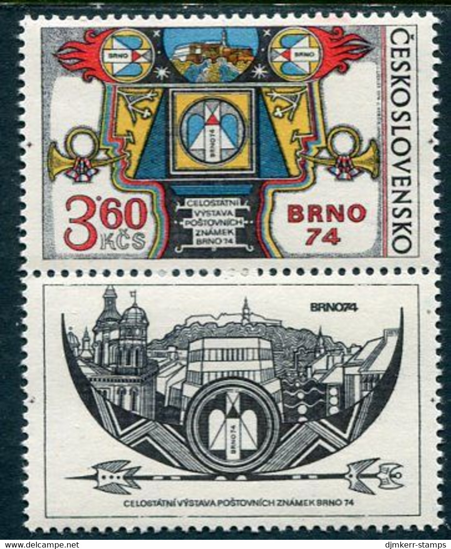 CZECHOSLOVAKIA 1974 Brno Philatelic Exhibition  With Label MNH / **  Michel 2184 Zf - Neufs