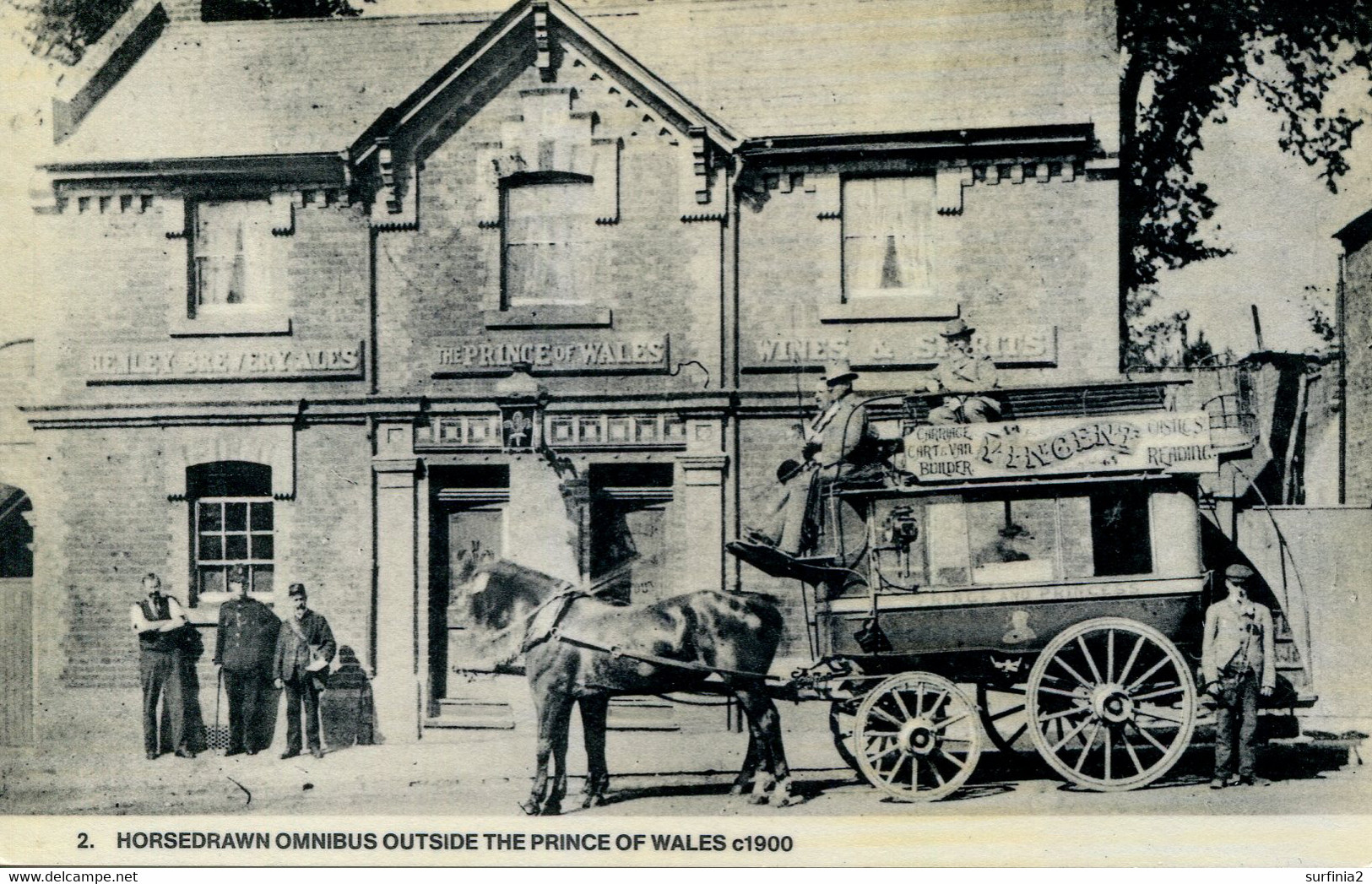 BERKS - READING - CAVERSHAM - HORSEDRAWN OMNIBUS OUTSIDE C1900 (REPRO) Be329 - Reading