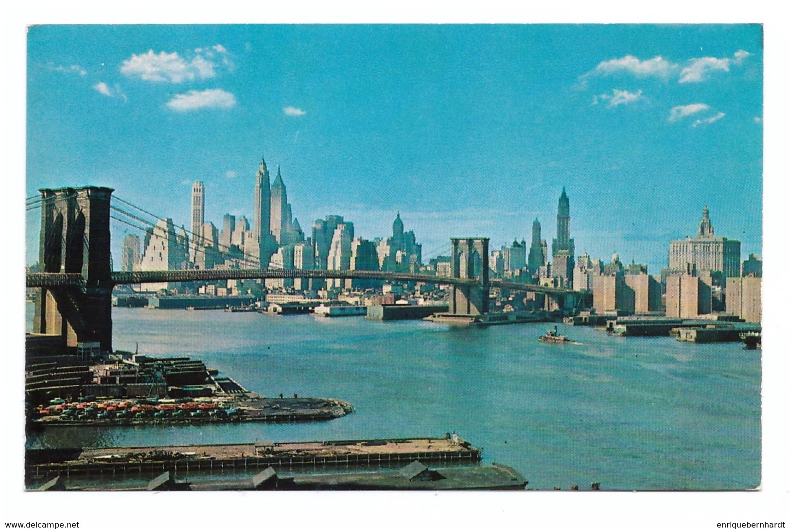 UNITED STATES // NEW YORK CITY // LOWER MANHATTAN SKYLINE SHOWING BROOKLYN BRIDGE // 1960 - Bridges & Tunnels