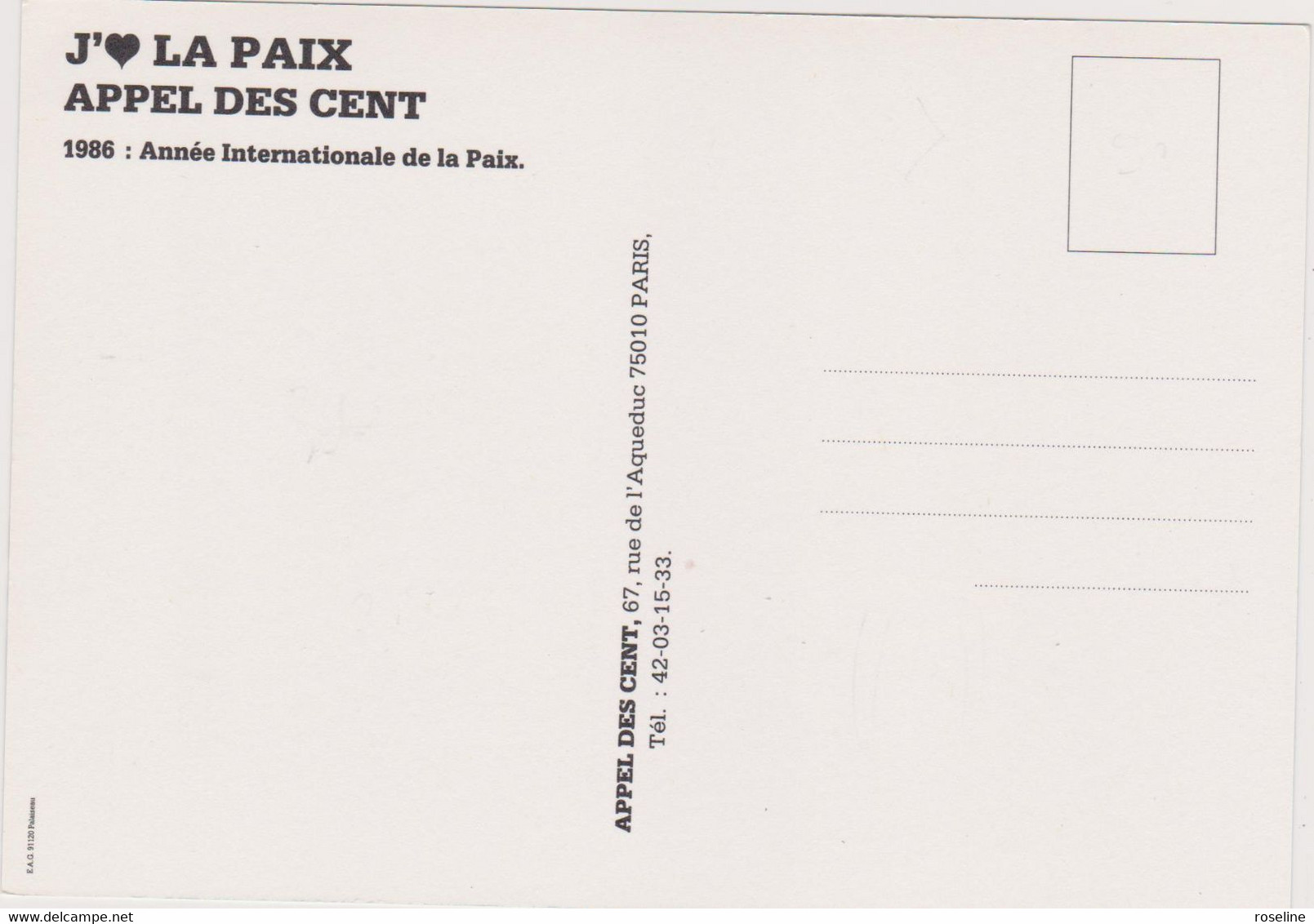 WOLINSKI  Ed Appel Des Cent - Festival Pour La Paix Paris - Humour Canon Bouchon Liege - CPM 10.5x15  TBE 1986 Neuve - Wolinski