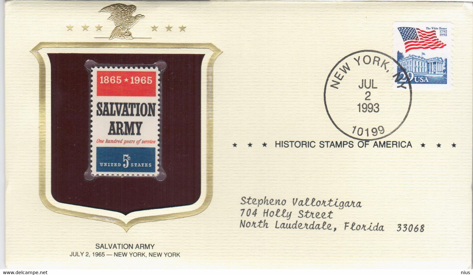 USA United States 1993 Salvation Army Stamp, The Historic Stamp 1965 - 1991-2000