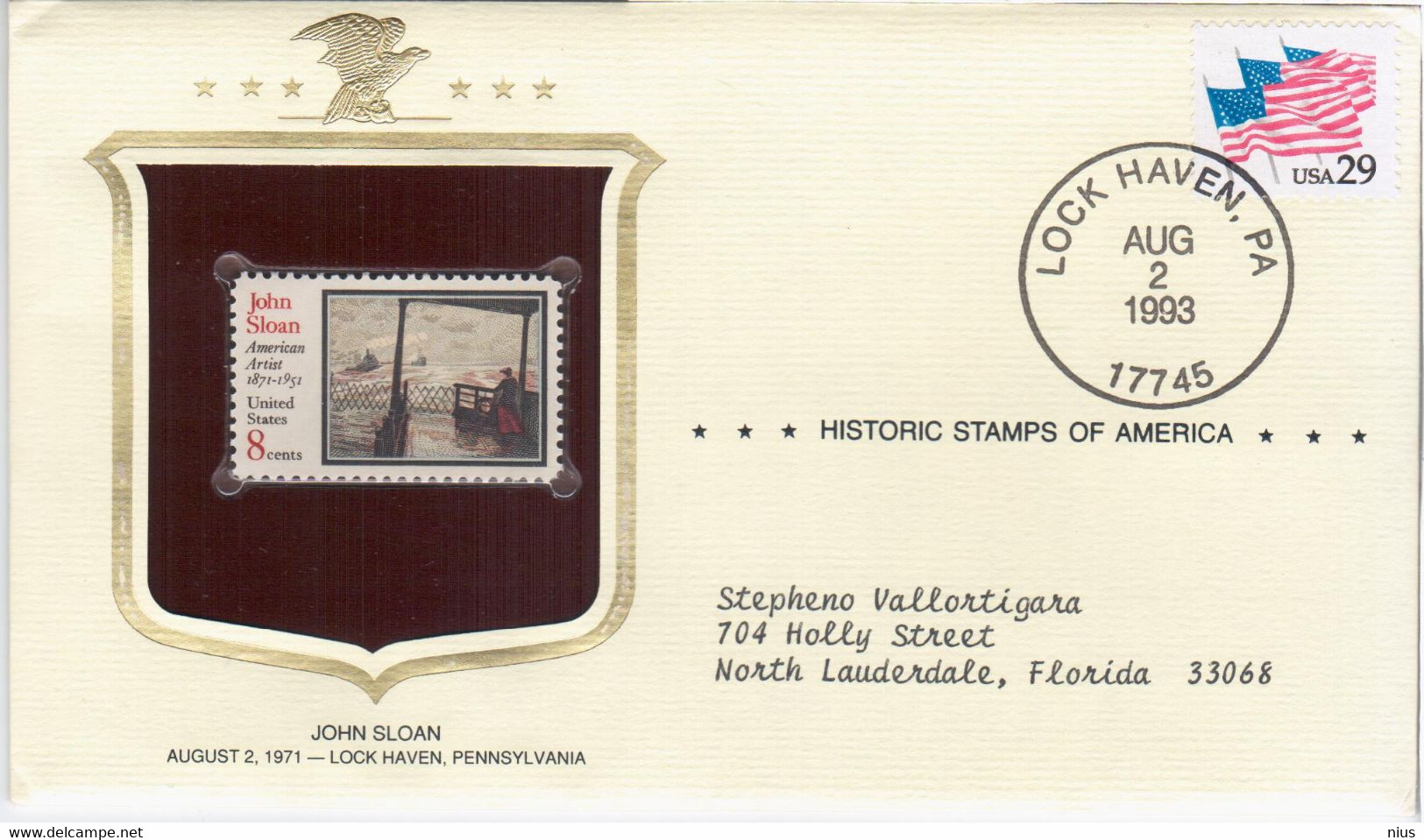 USA United States 1993 John Sloan, The Historic Stamp 1971 - 1991-2000