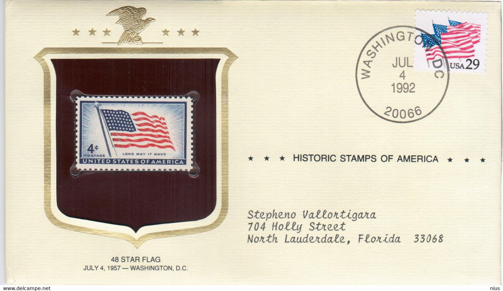 USA United States 1992 48-Star Flag, The Historic Stamp 1957 - 1991-2000