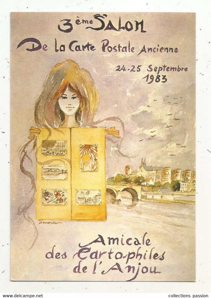 Cp, Bourses & Salons De Collections, 3 E Salon Carte Postale Ancienne, 1983,amicale Des Cartophiles De L'Anjou , Vierge - Sammlerbörsen & Sammlerausstellungen